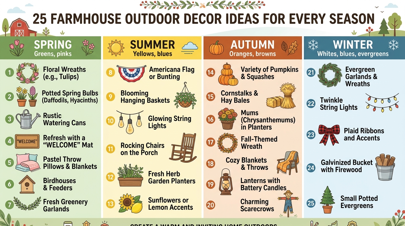 25 Farmhouse Outdoor Decor Ideas for Every Season