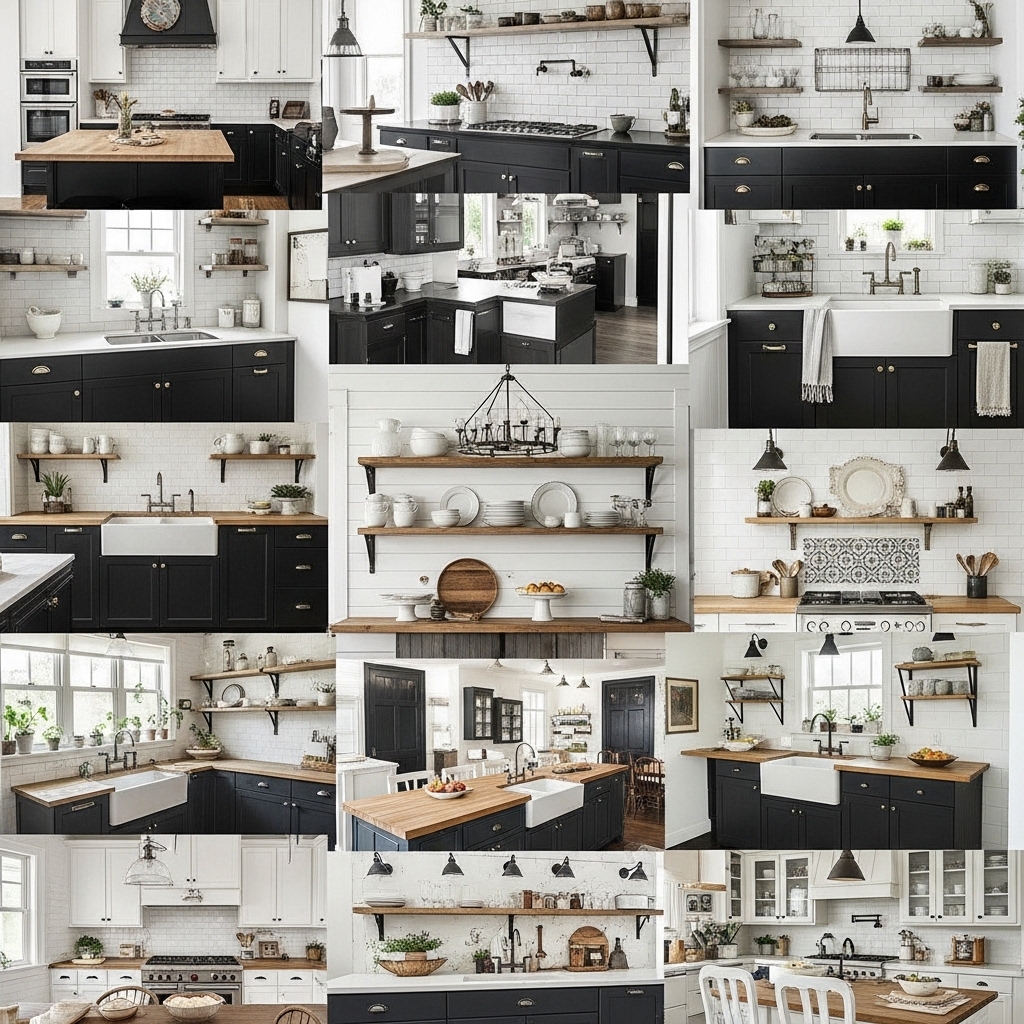 22 Black Farmhouse Kitchen Cabinet Ideas That Look Bold & Beautiful