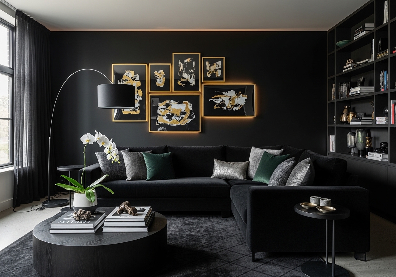 26 Black Sofa Living Room Design Ideas That Prove Dark Can Be Stunning