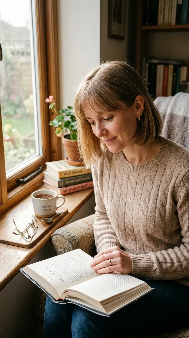 Woman with thin fine hair wearing a shoulder-length cut with a wispy fringe