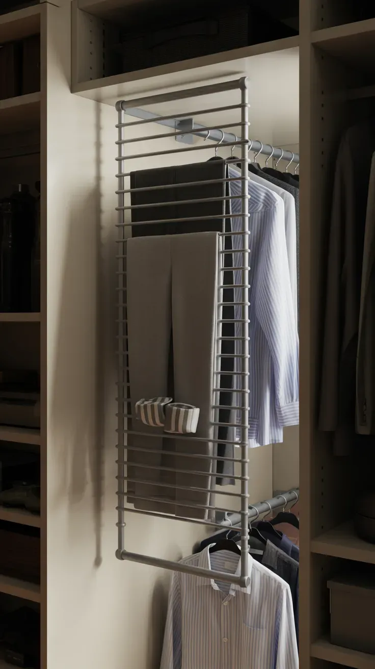 Small closet hack with double-hang rod doubling hanging storage space
