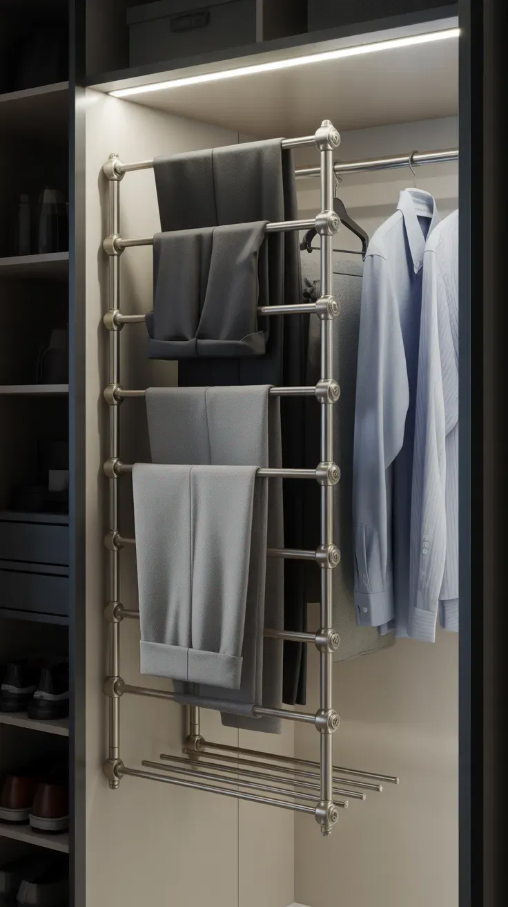 Stacked labeled shoe cubbies maximizing small closet floor storage