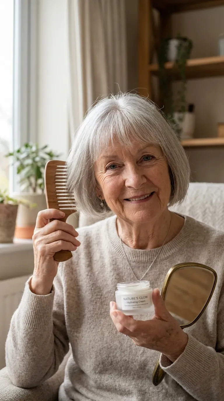 Elderly woman with a short bob paired with a soft, wispy fringe