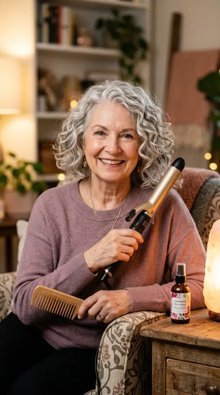 Elderly woman with hair softly swept back away from the face