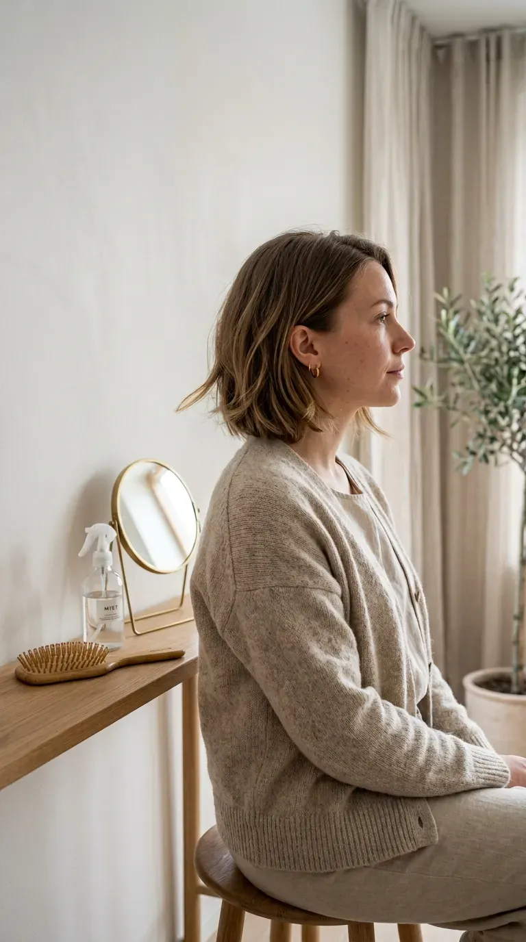 Woman with a subtly layered bob keeping density while adding light movement