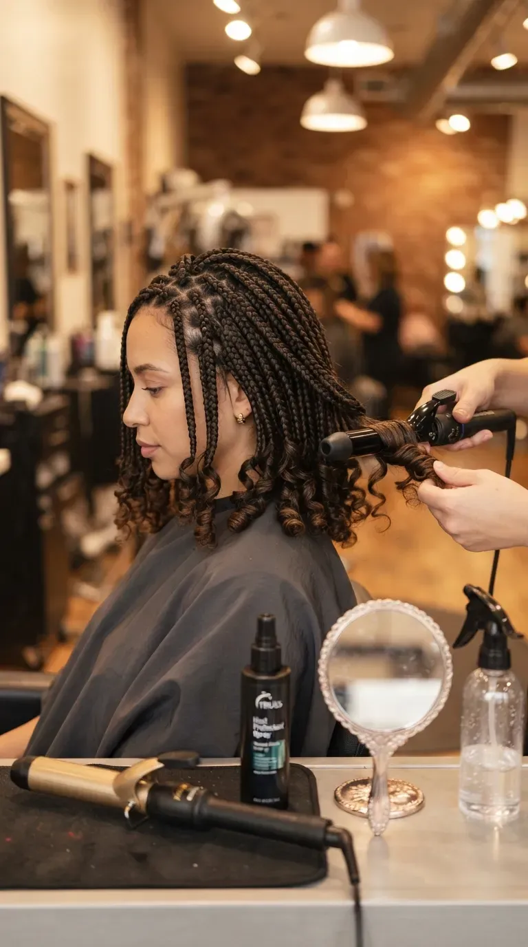 Bob braids hairstyle with curled ends for added texture