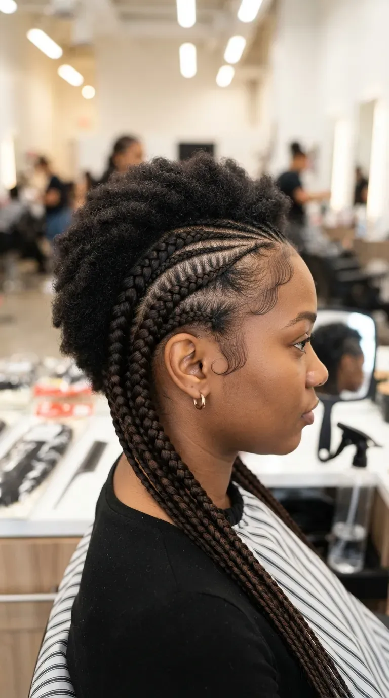 Feed-in braid bob hairstyle with natural-looking roots