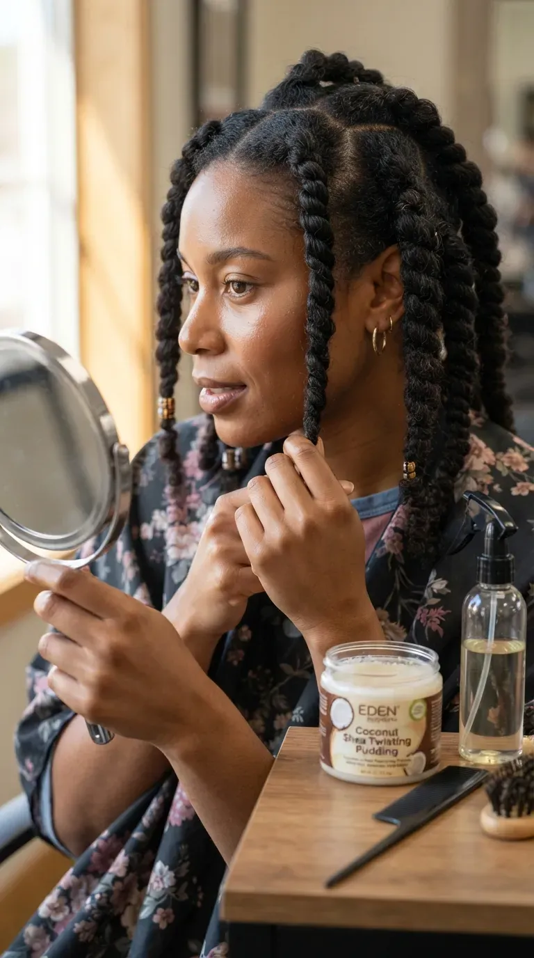 Black woman with chunky two-strand twists for a bold, textured style