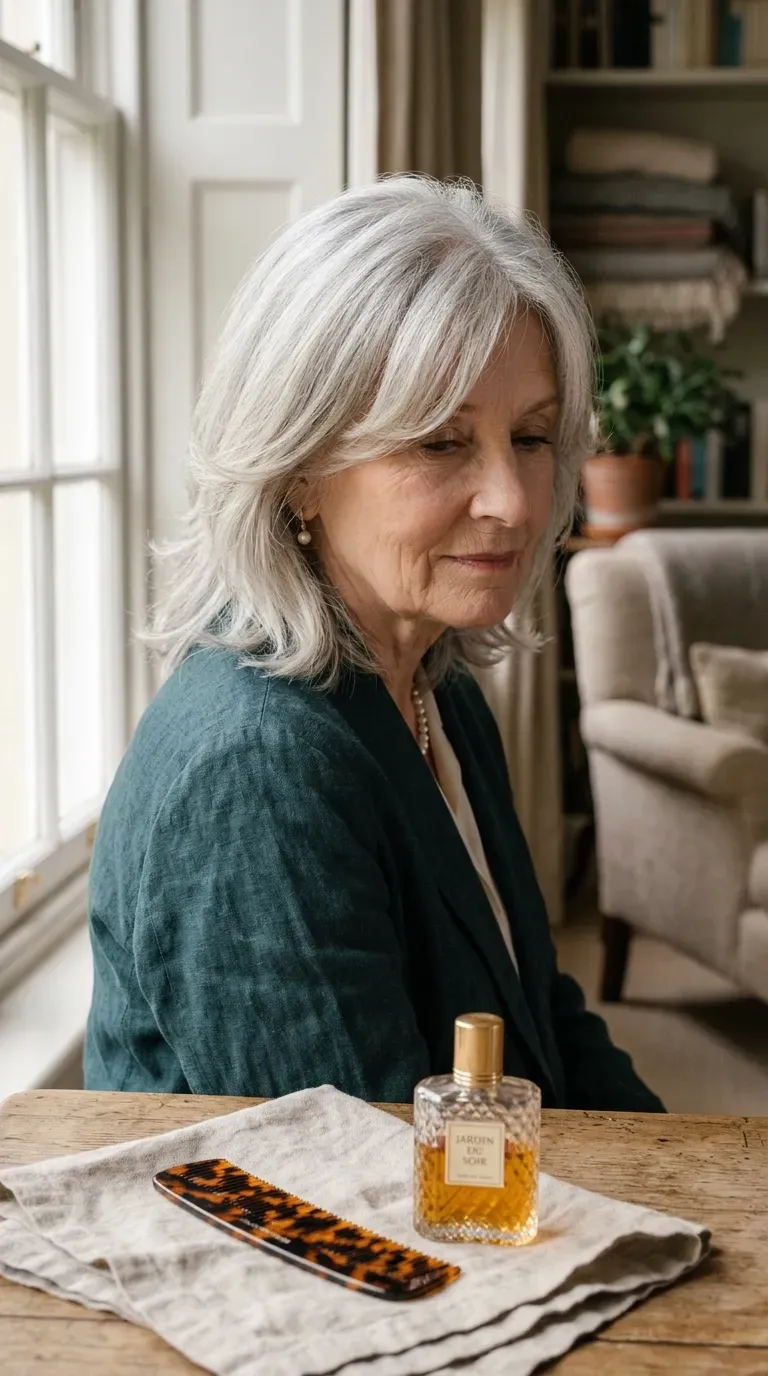 Close-up of a classic crop with soft, face-framing layers around the cheeks