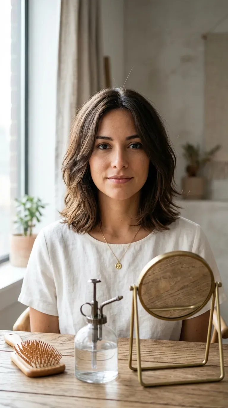 Woman with a classic layered bob showing soft movement throughout