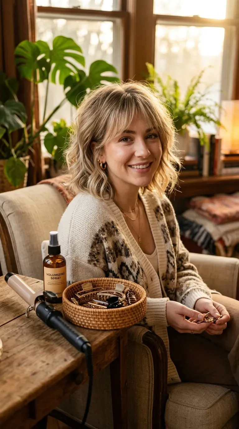 Side-swept pixie cut with cool-toned balayage highlighting the fringe