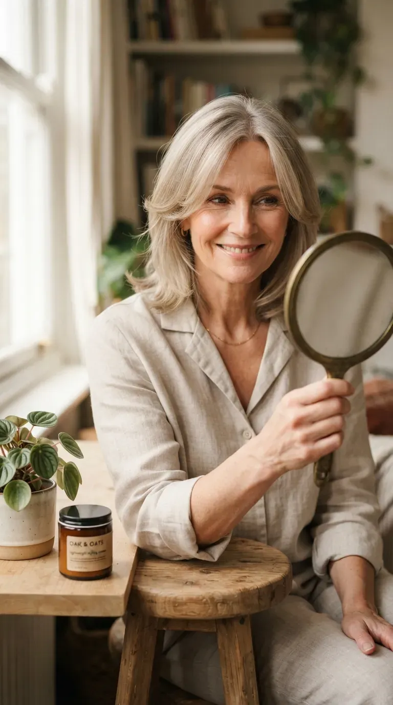 Woman over 50 with thin hair styled with soft face-framing layers