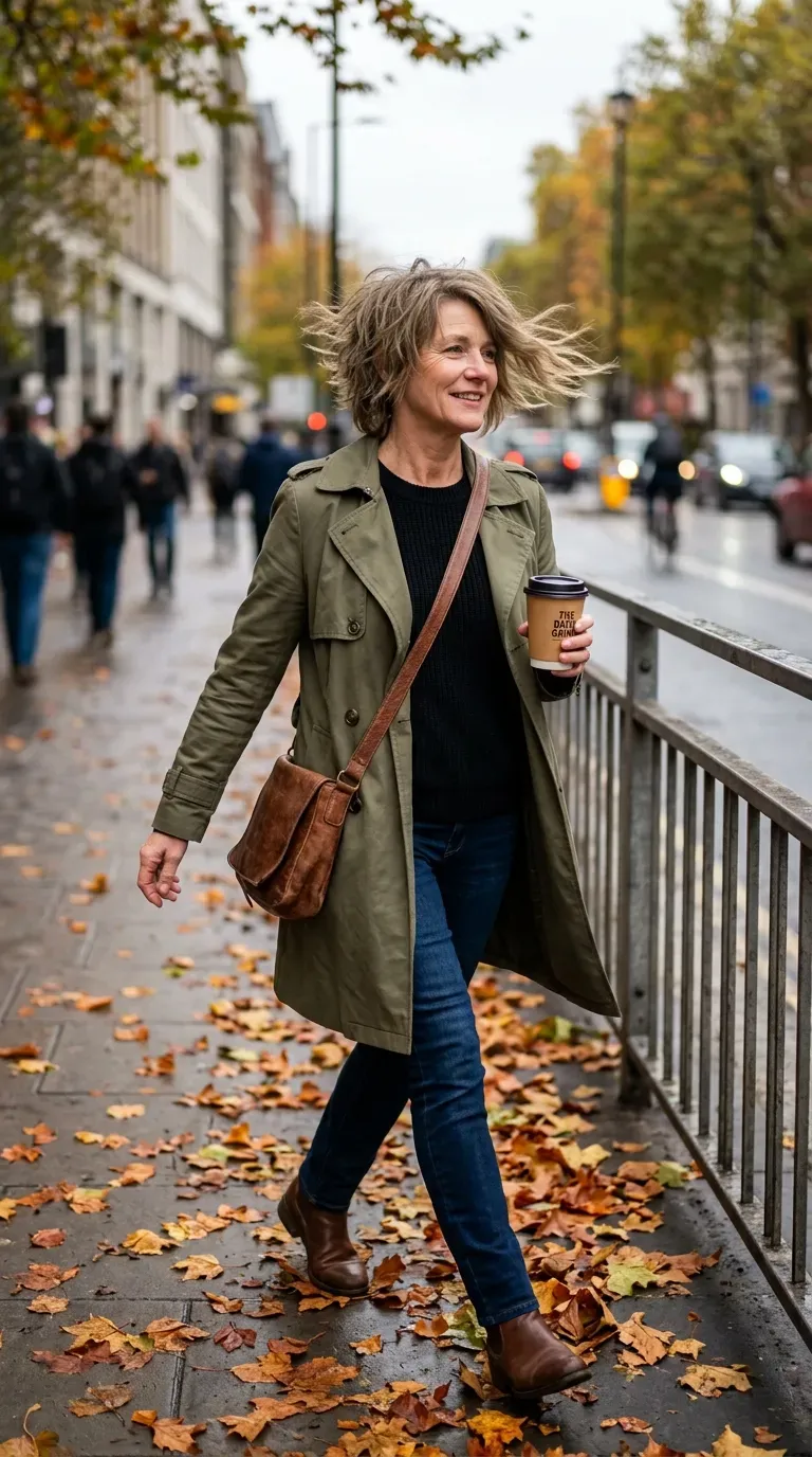 Woman over 50 with an asymmetrical shag haircut with uneven lengths