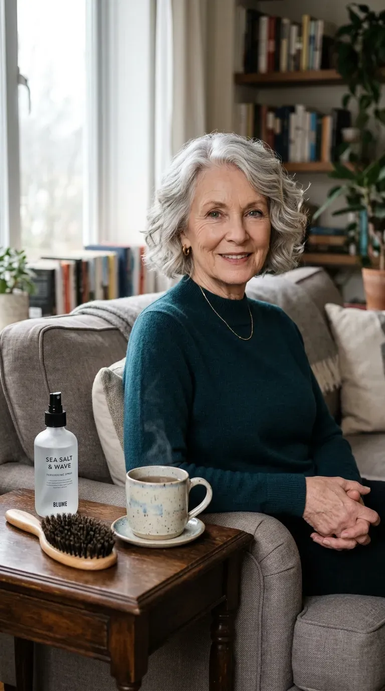 Woman over 70 with a timeless wavy bob styled with soft, classic movement