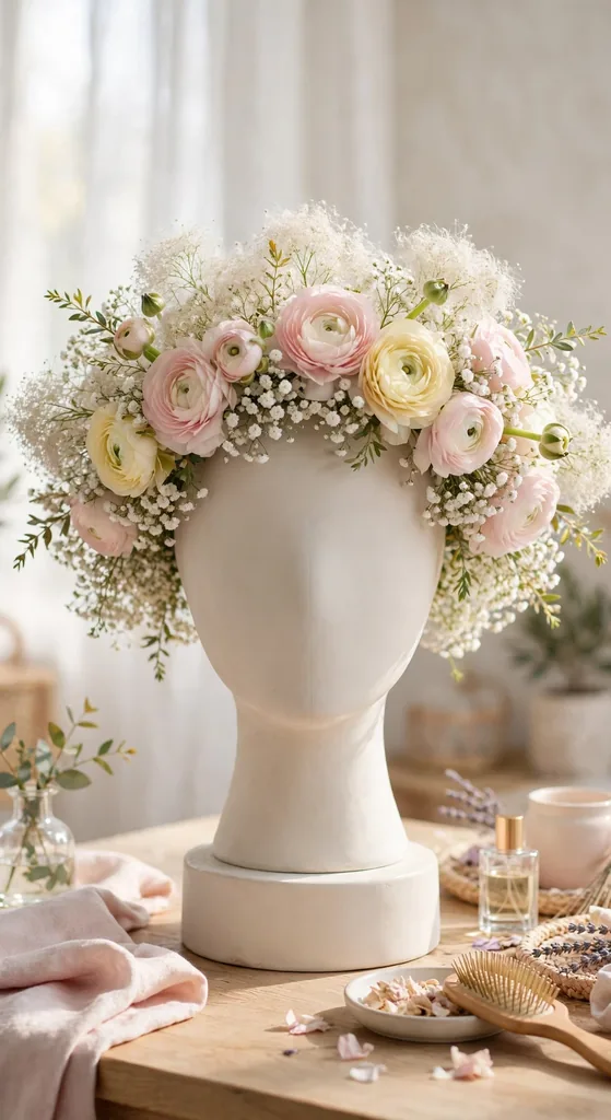 Spring Flower Crown Display on a Stand